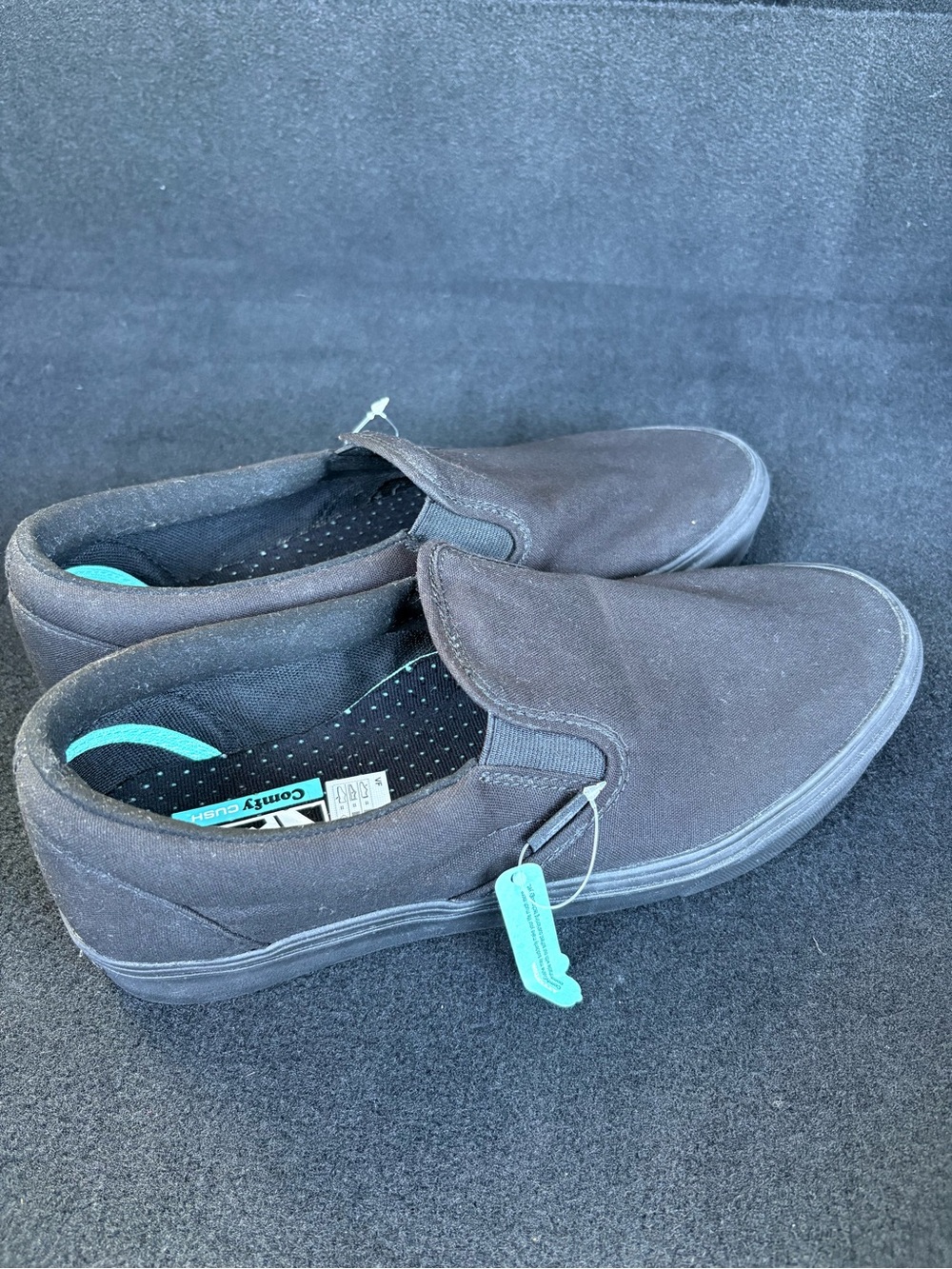 Vans ComfyCush Men’s Slip-On in Black with Teal Accents